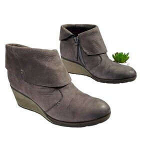 The‎ North Face Womens Gray Bridgeton Ankle Wedge Boot Leather Side Zip Size 9